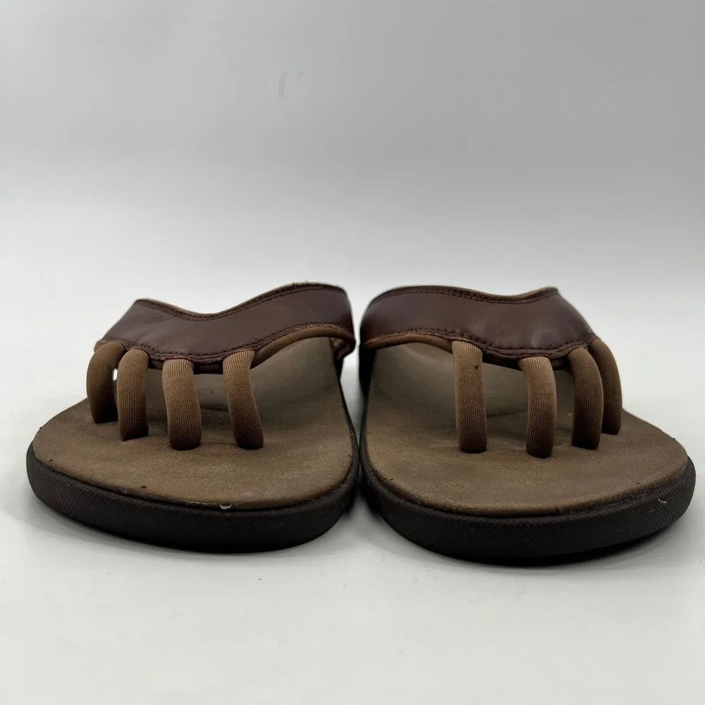 Wellrox Grasp Sandals Womens 8 Brown Yoga Wellness Leather Toe Separator Cloud